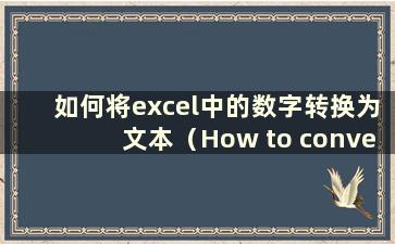 如何将excel中的数字转换为文本（How to conversion excel numeric to text）